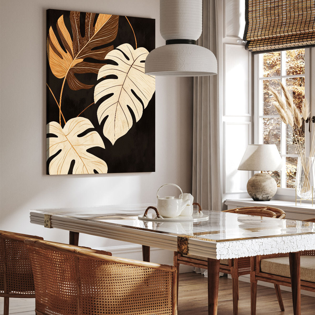 Monstera Leaf Design Canvas Boho Wall Decor