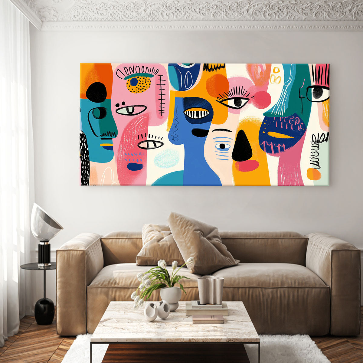 Modern Tribal Faces Canvas Fine Arts Print