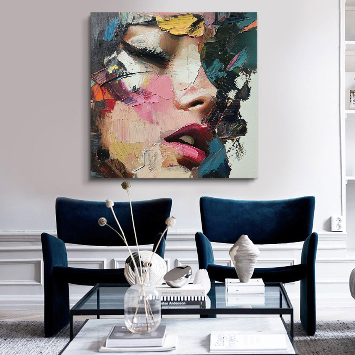 Abstract Textured Woman Portrait Canvas Wall Art