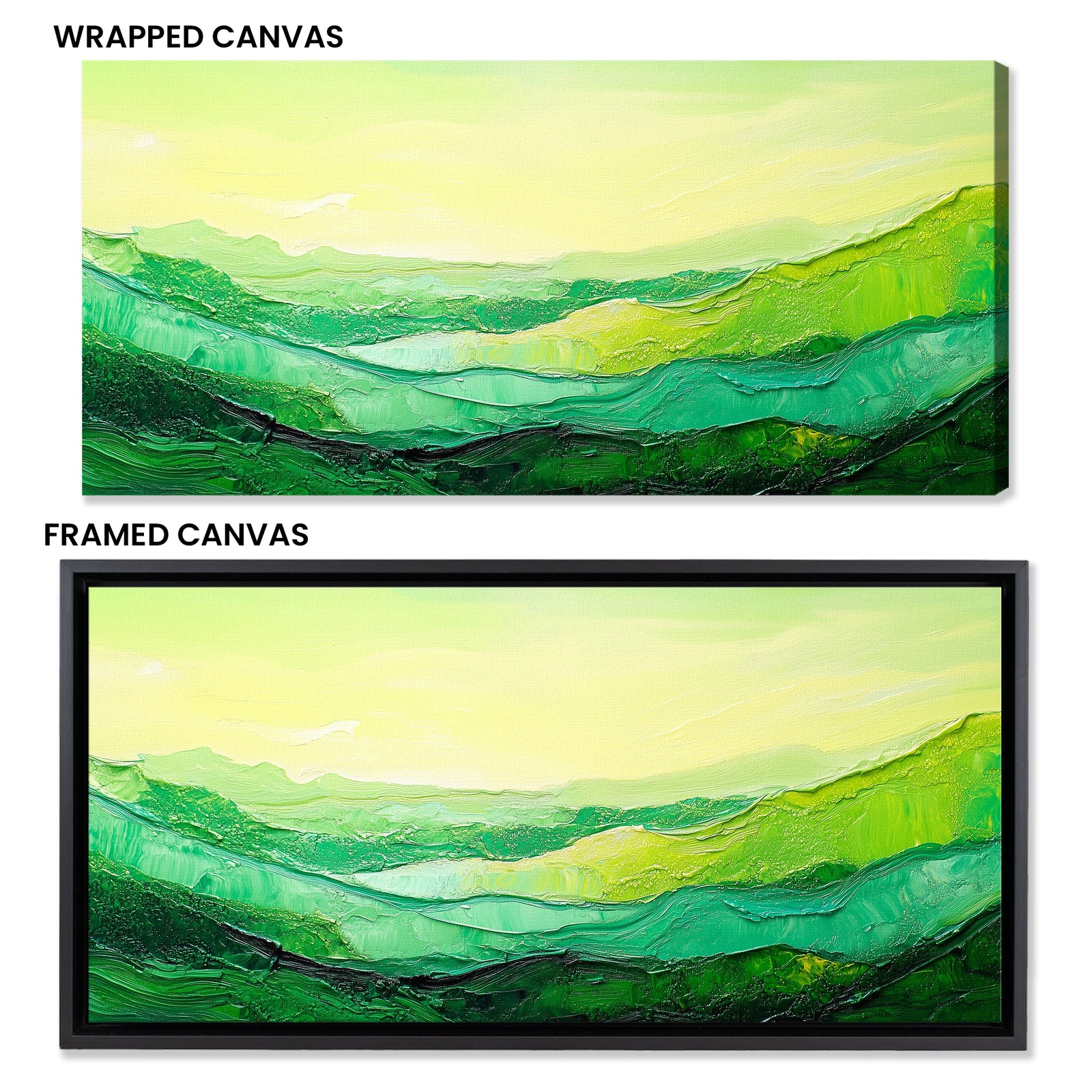 Green Abstract Landscape Canvas in Boho Earthy Tones