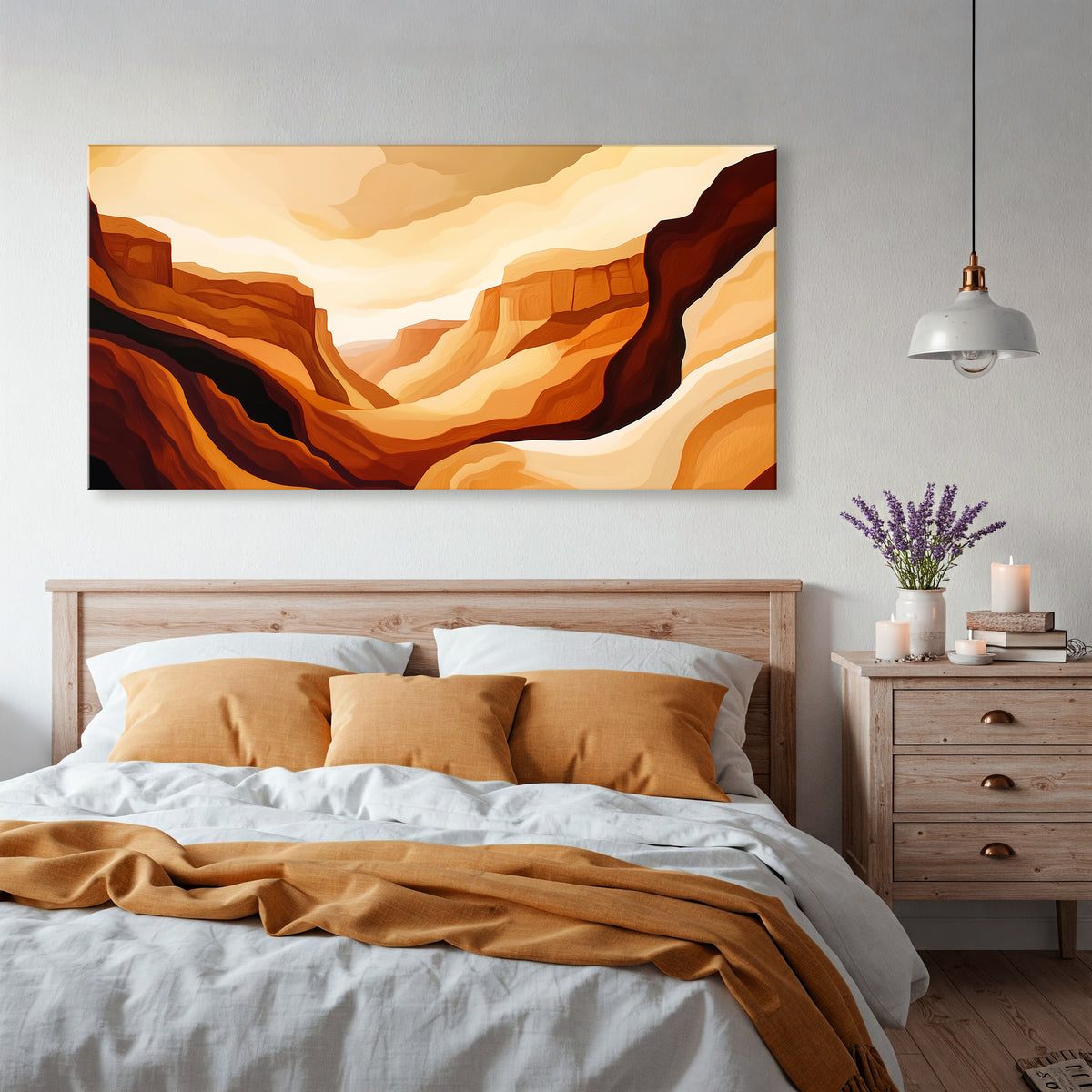 Bold Canyon Landscape Canvas in Earthy Abstract Boho Style