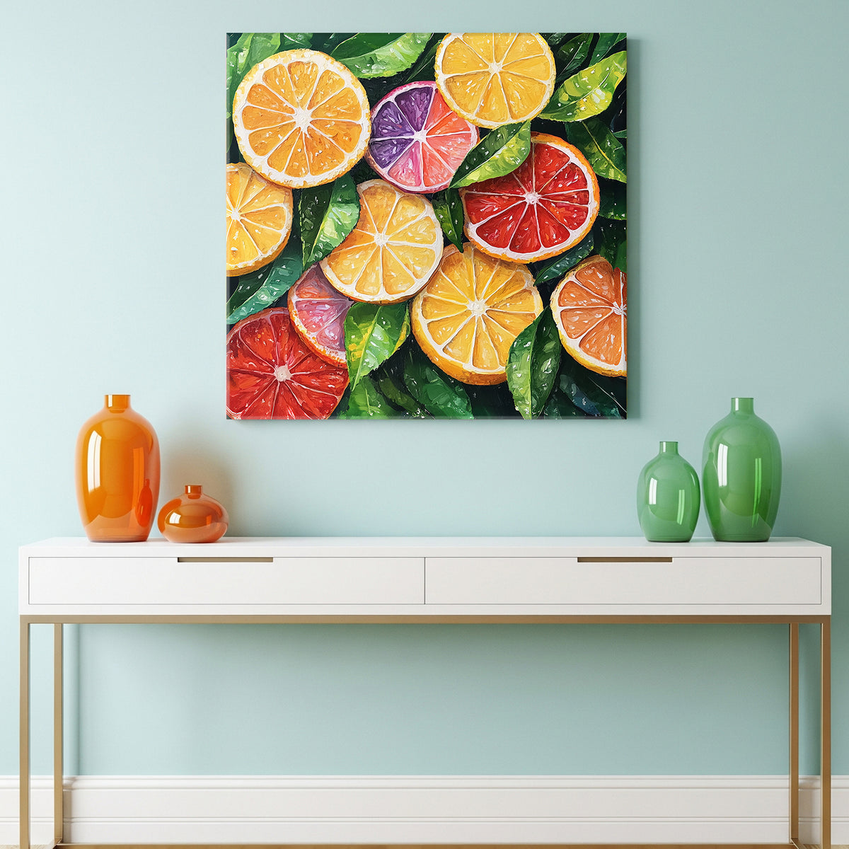 Watercolor Citrus Slices Canvas Print with Fresh Summer Feel