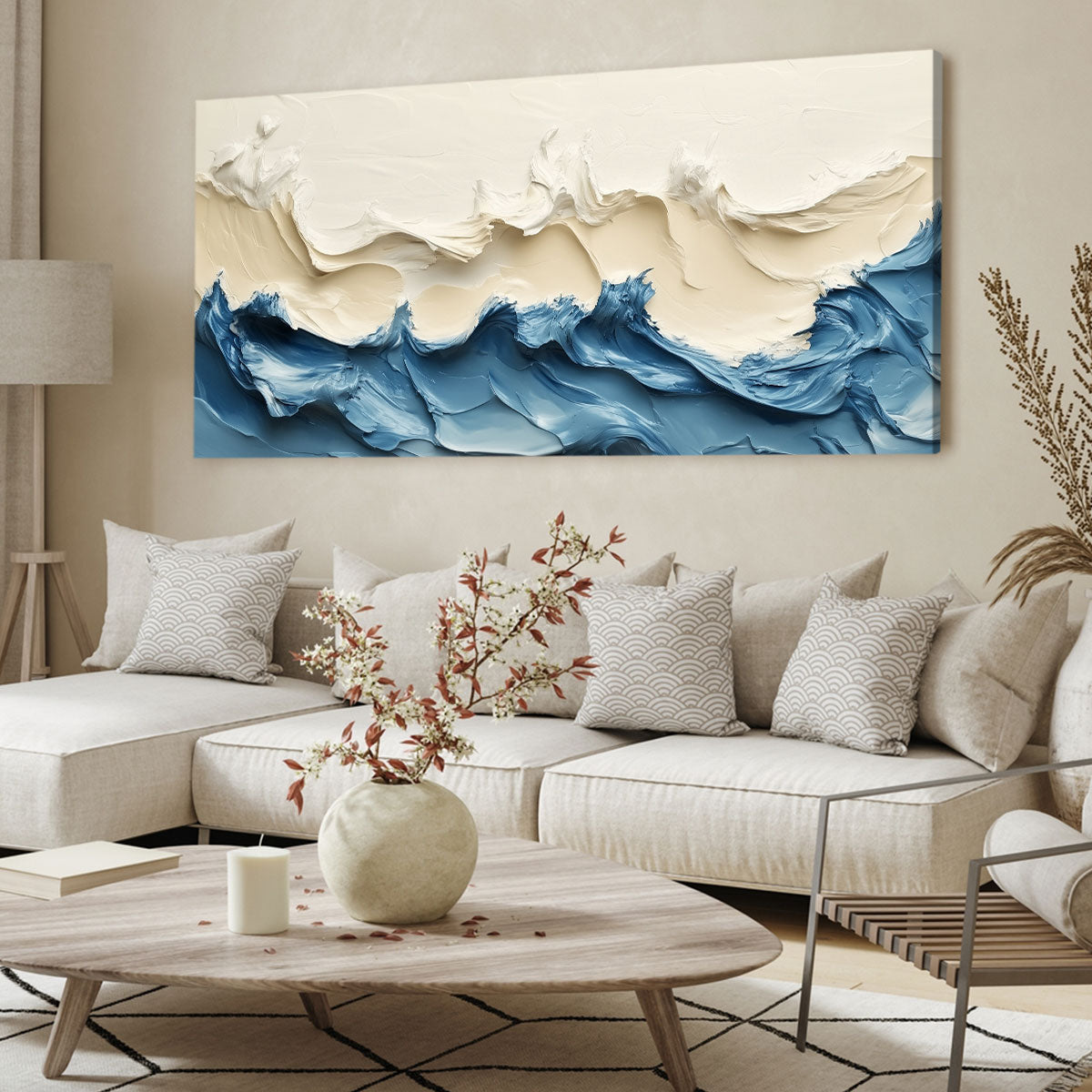 Textured Dynamic Wave Canvas Beach Wall Art