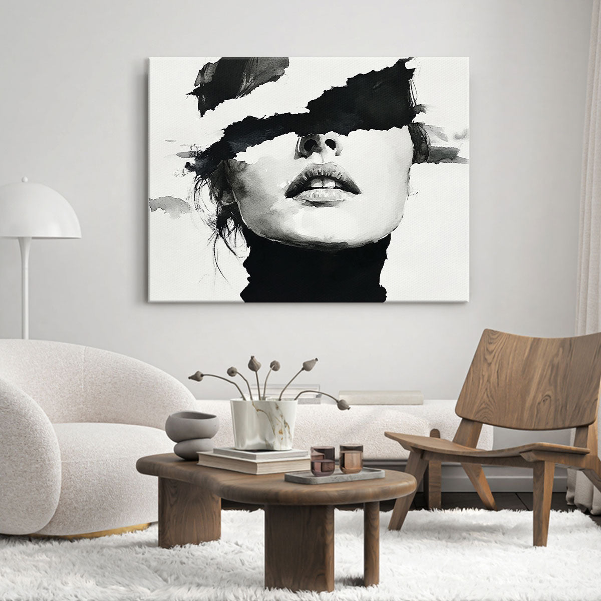 Black And White Abstract Female Portrait Minimalist Wall Art