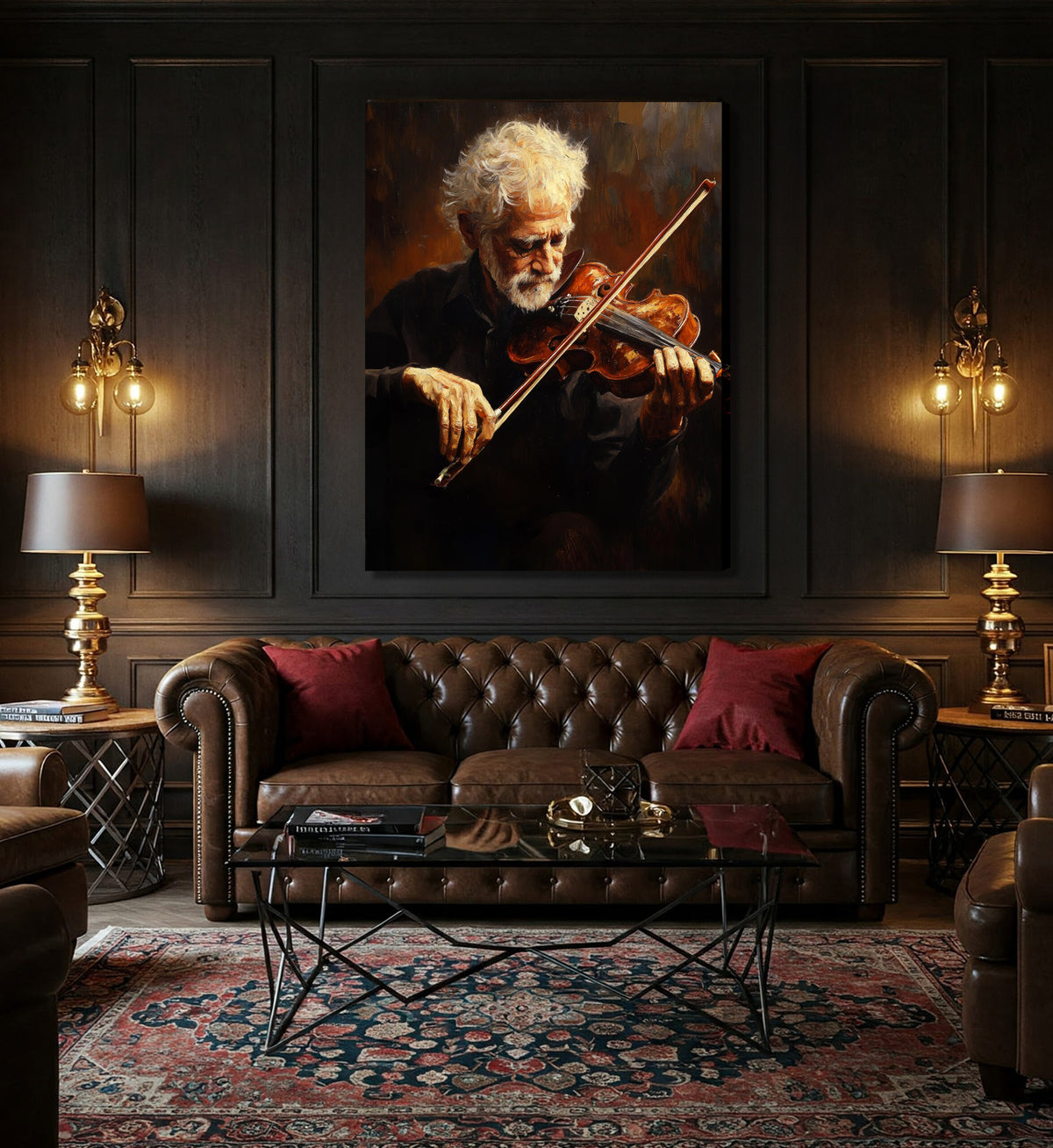 The Passionate Violinist - Vintage Oil Painting Canvas Print