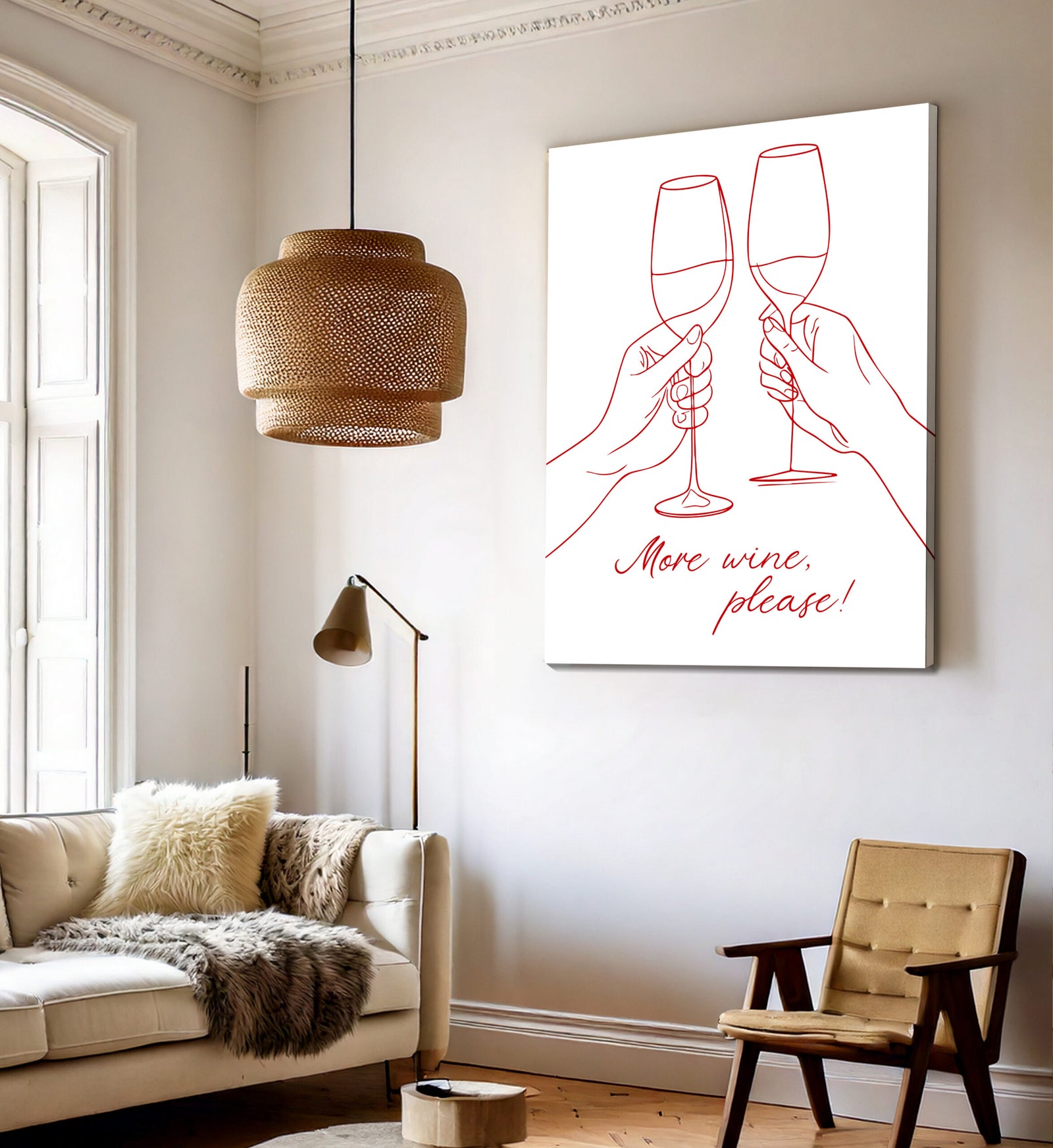 More Wine, Please Minimalist Wall Art