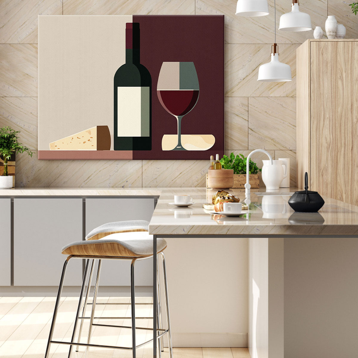 Minimalist Wine Bottle Canvas Wall Art