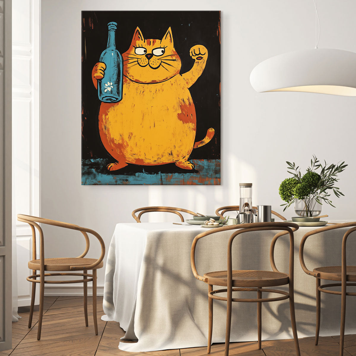 Drunk Fat Cat Modern Wall Artwork