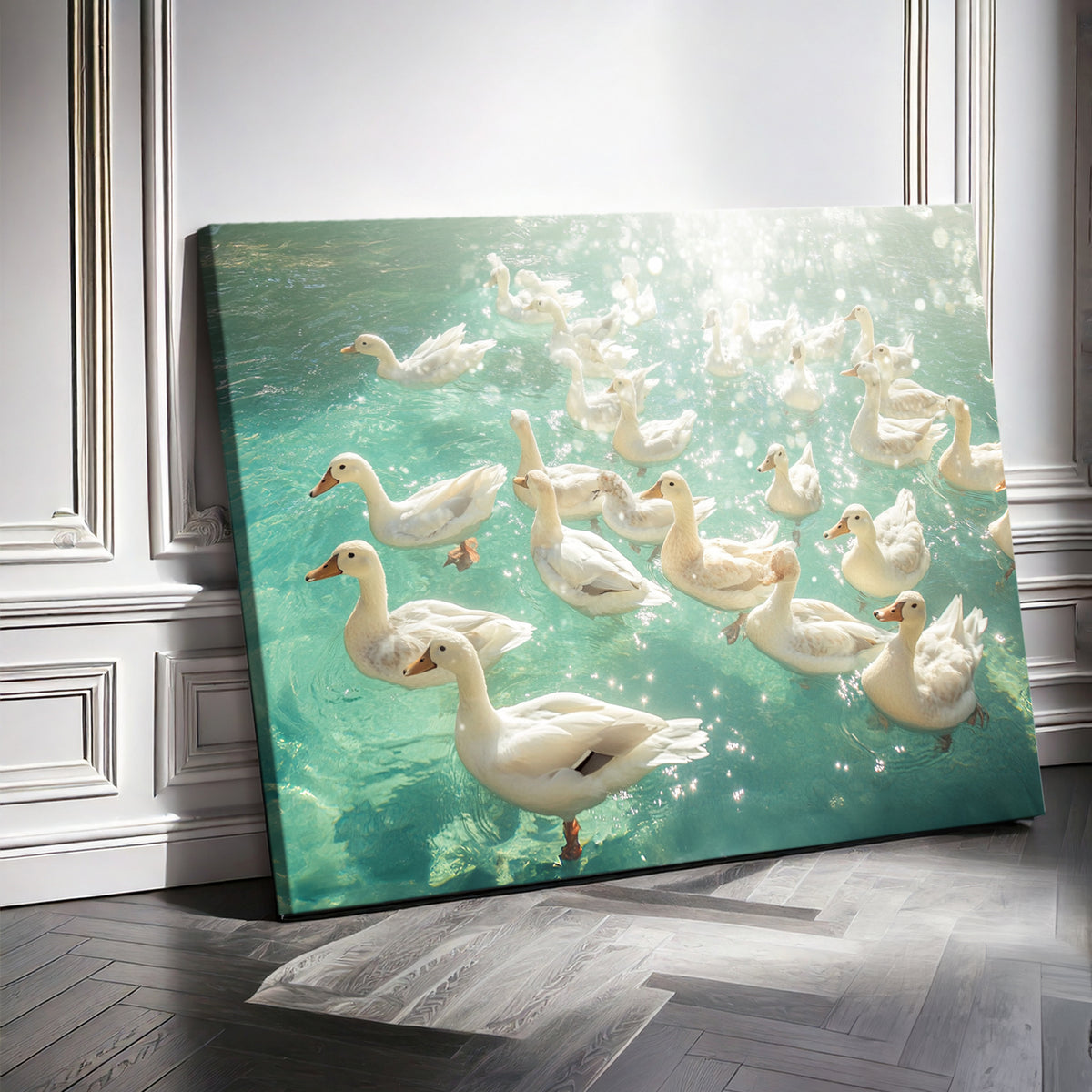 Ducks Swimming Modern Wall Artwork