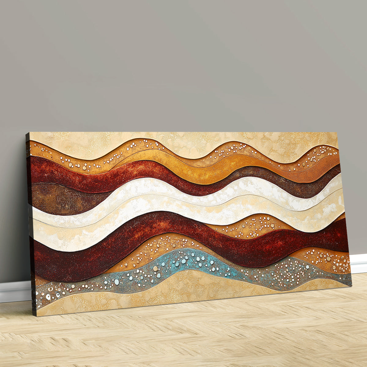 Rustic Wave Contemporary Abstract Canvas Wall Art for Living Room
