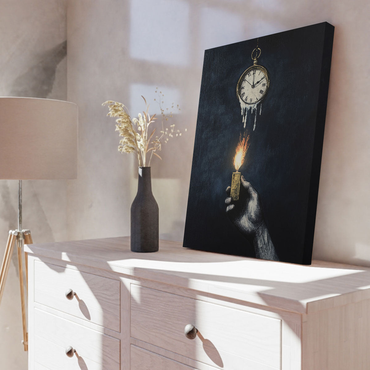 Clock Surreal Mixed-Media Canvas Wall Art