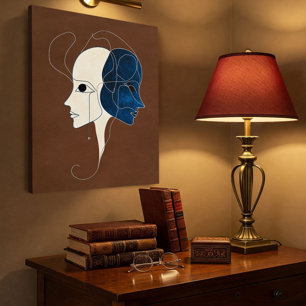 Two Face Abstract Minimalist Canvas Wall Art