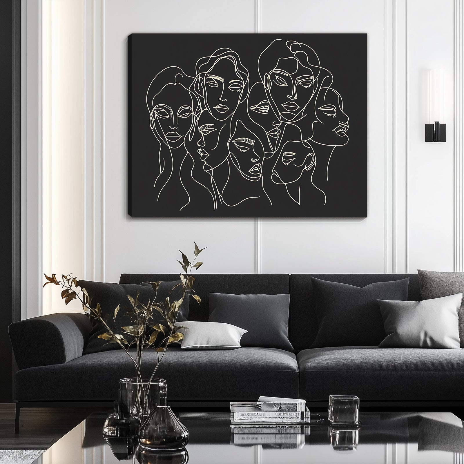 Faces Of Femininity Black Minimalist Abstract Artwork