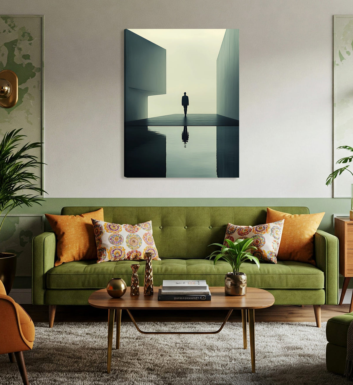 Minimalist Surreal Figure Between Walls – Abstract Canvas Wall Art