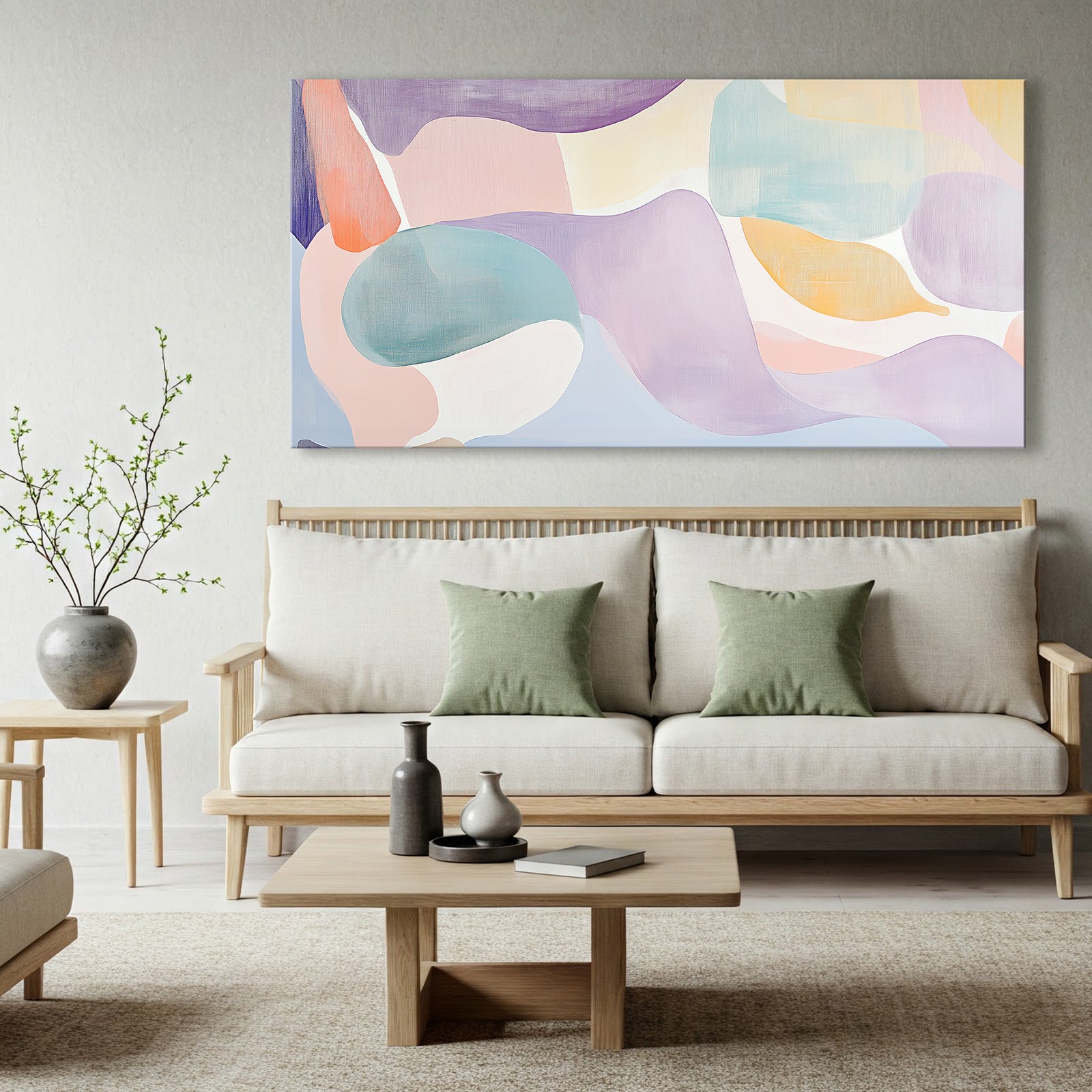 Layered Abstract Shapes And Lines Canvas Wall Art