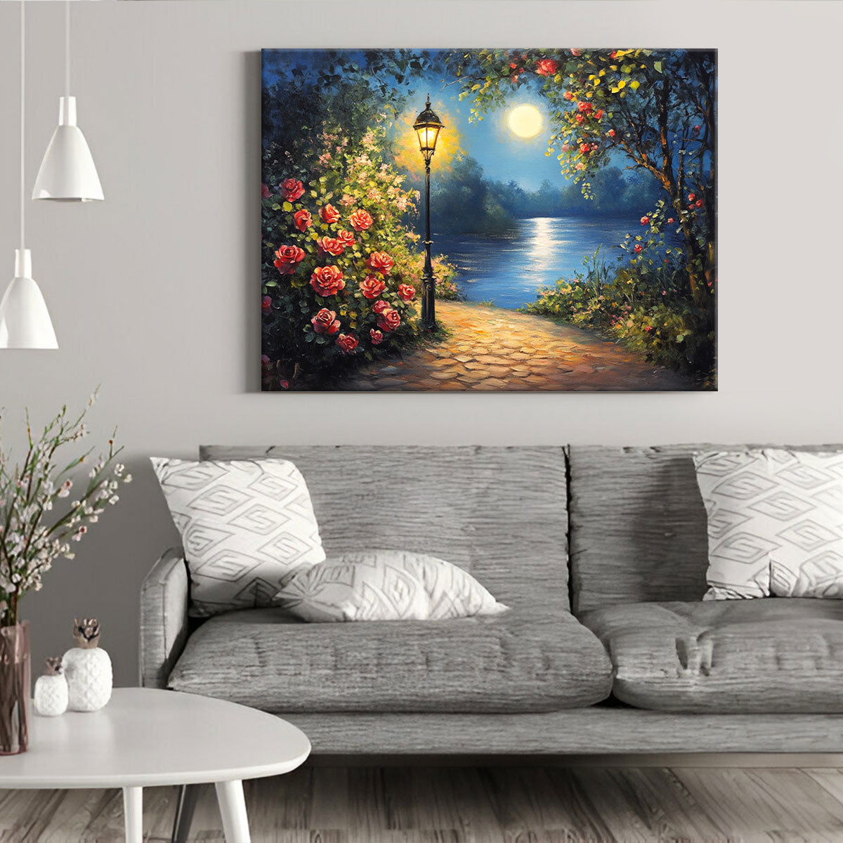 Serene Lake Oil Painting - Minimalist Canvas Wall Art
