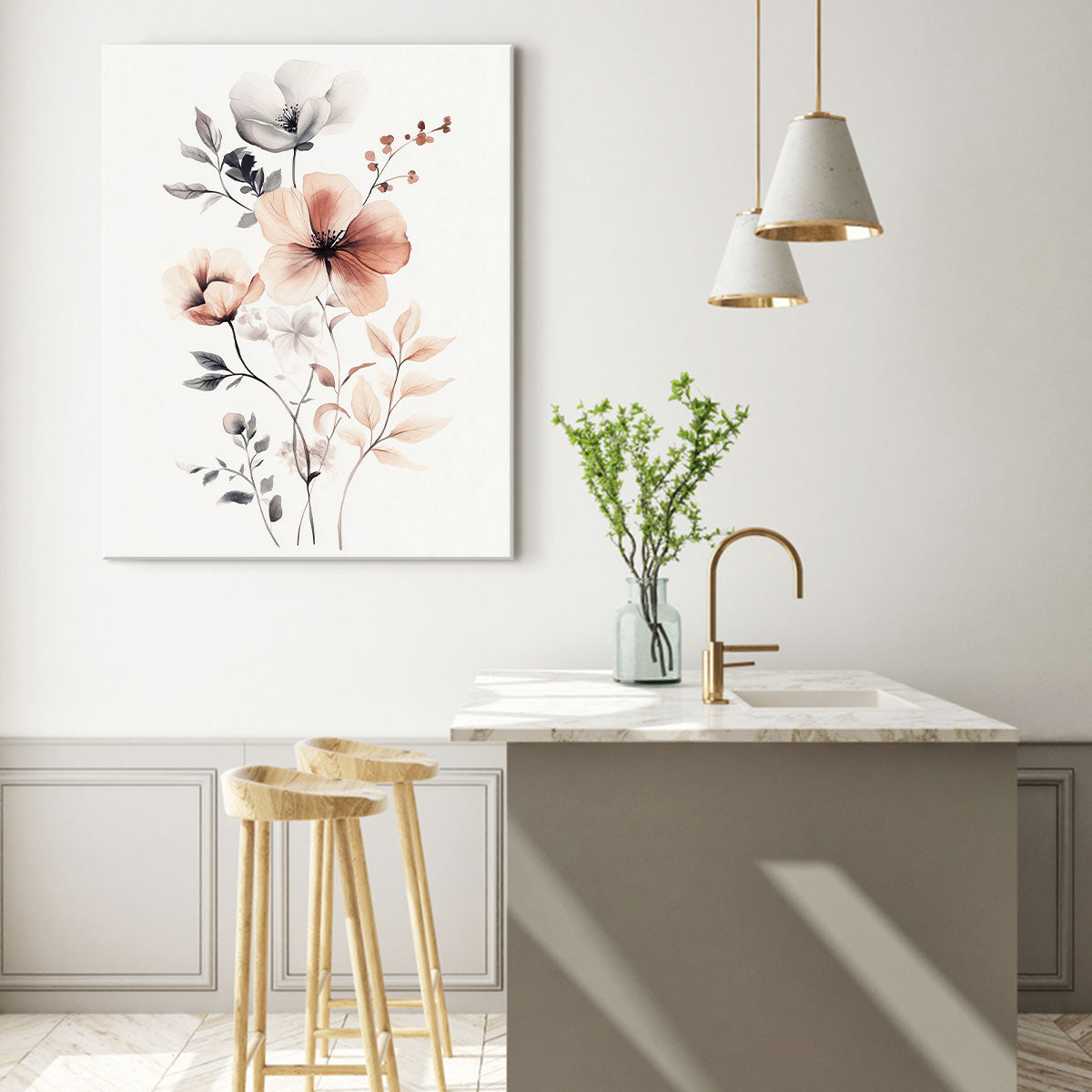 Botanical Watercolor - Minimalist Canvas Wall Art