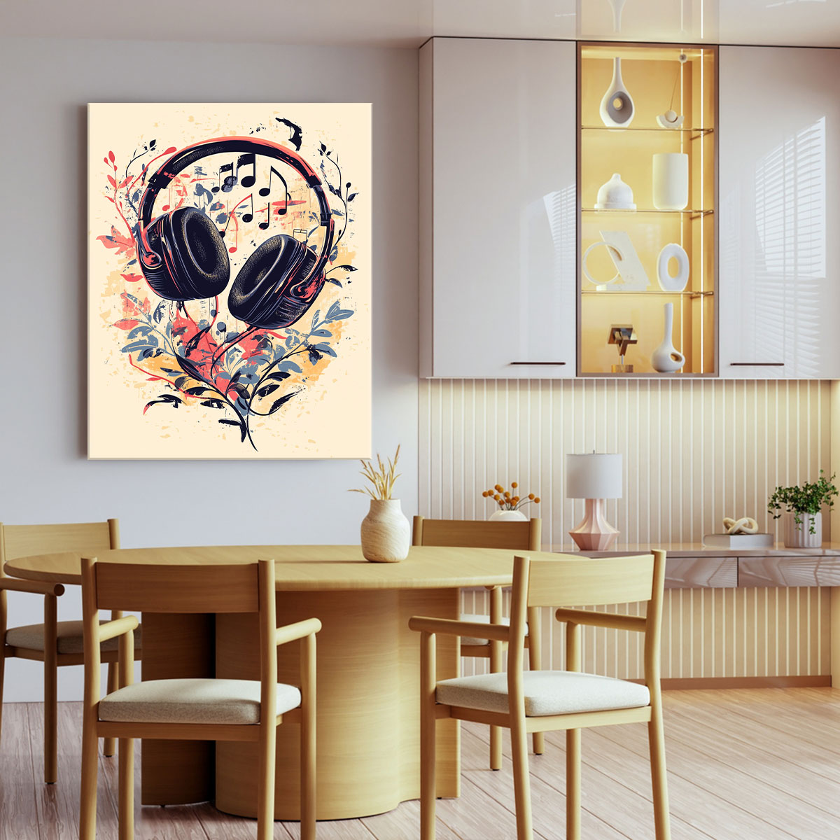 Music Headphones - Modern Minimal Canvas Wall Art