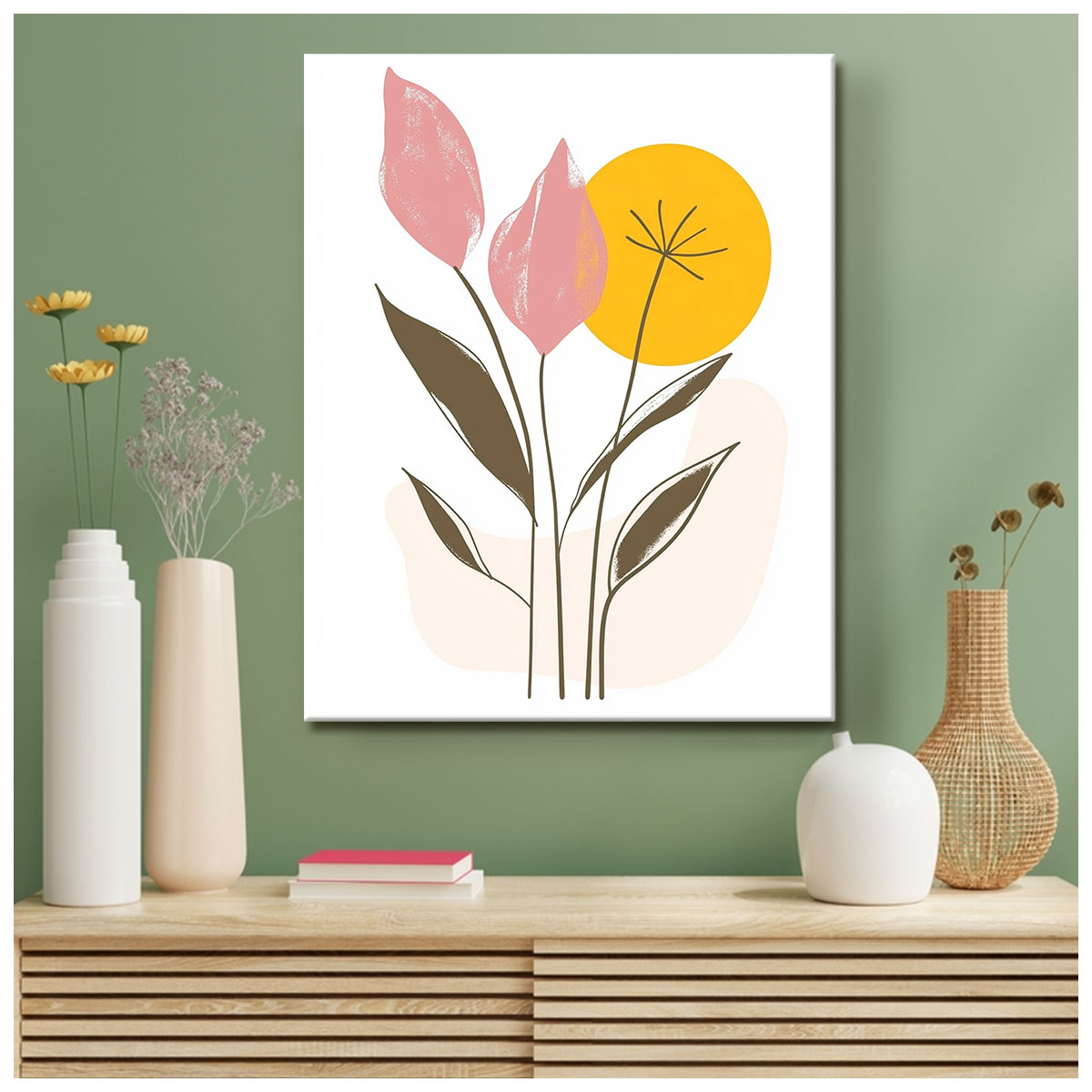 Modern Botanical Sunshine Abstract Wall Art