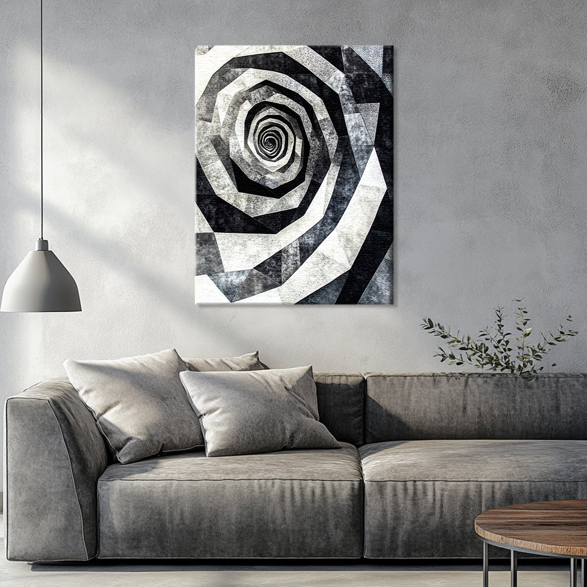 Eternal Spiral Monochromatic Abstract Canvas Wall Art