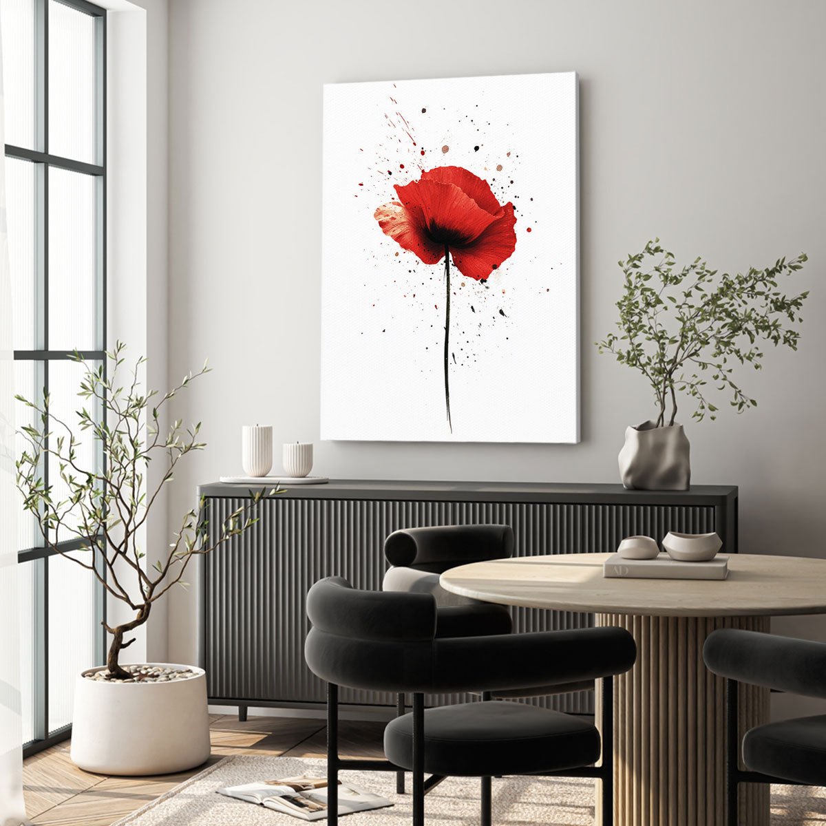 Poppy With Splashes Abstract Wall Art