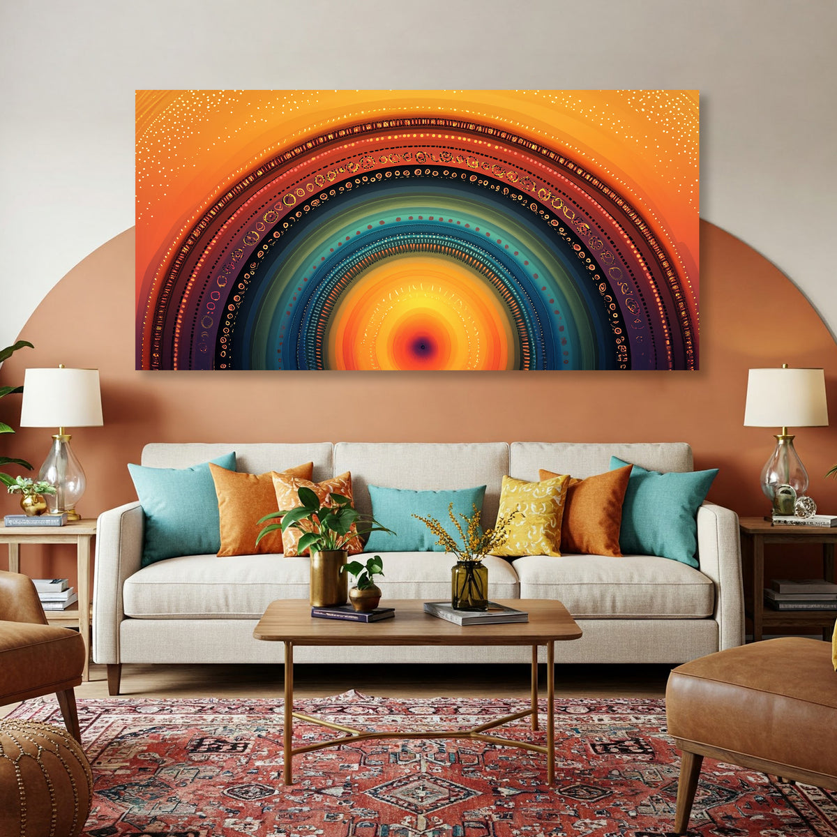 Rainbow Arch Abstract Boho Canvas Wall Art