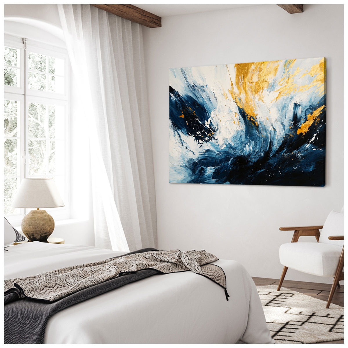Dynamic Abstract Brushstrokes Modern Canvas Wall Ar