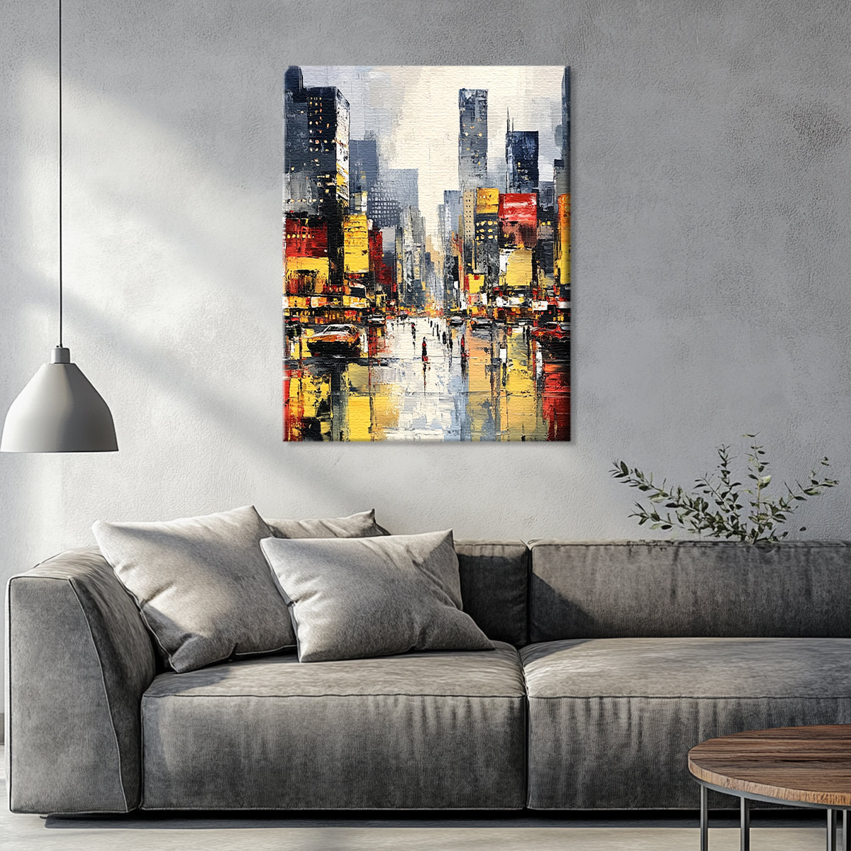 City Lights Contemporary Cityscape Abstract Canvas Wall Art