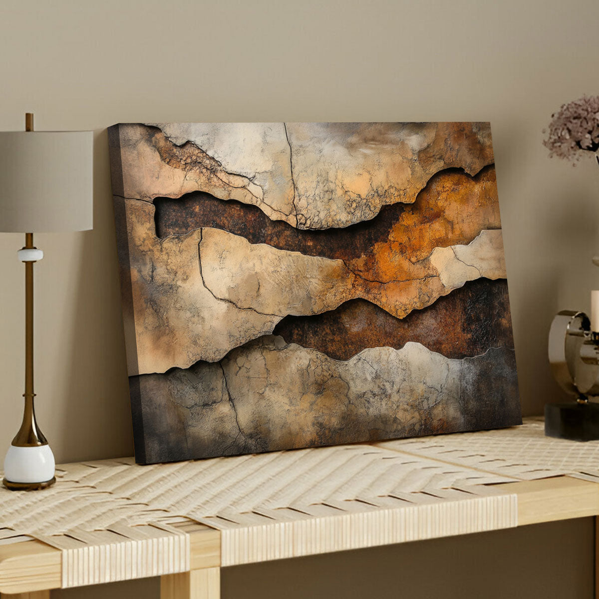 Layered Abstract Canvas Wall Art – Textured Minimalist Painting