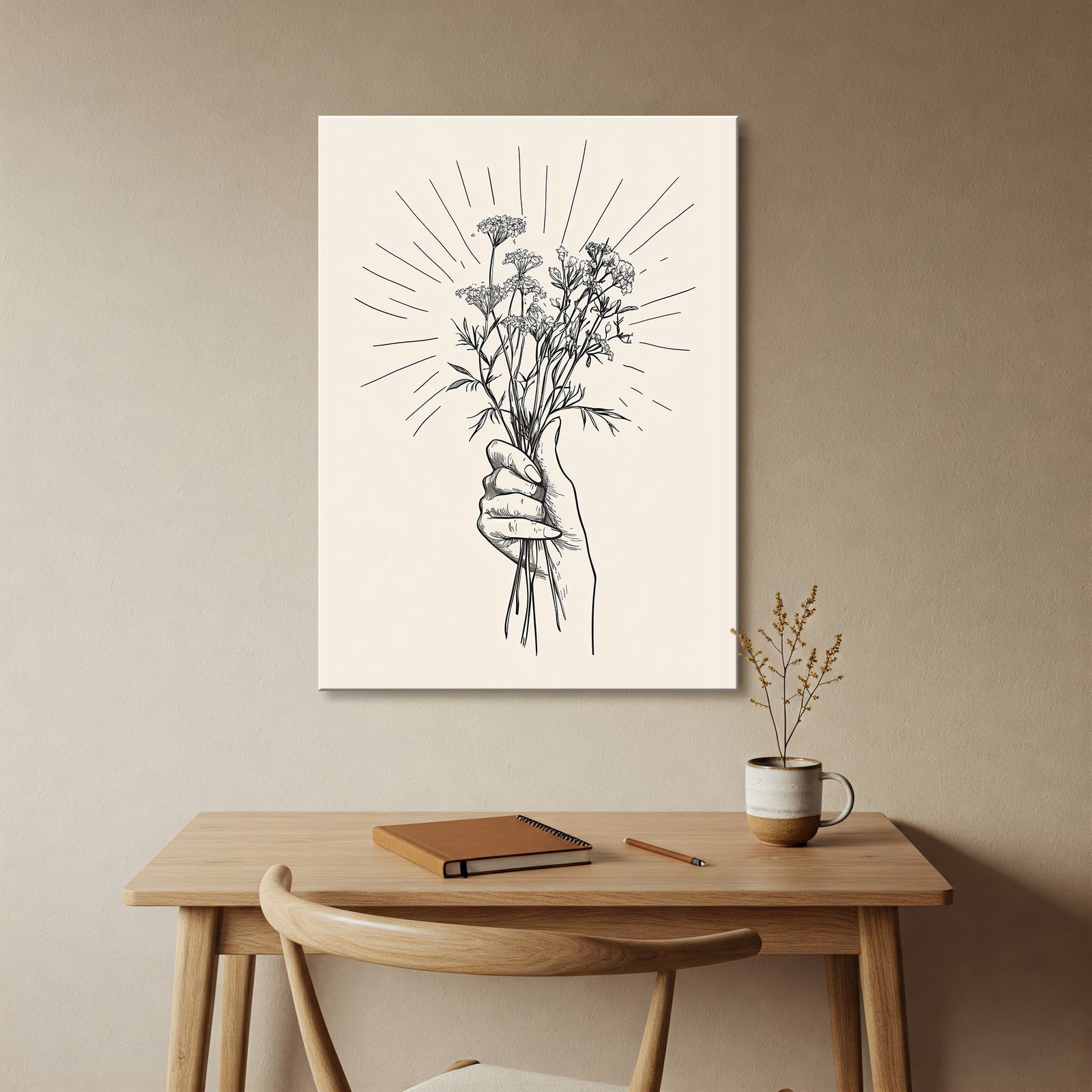 Wildflower Hand Boho Canvas Art