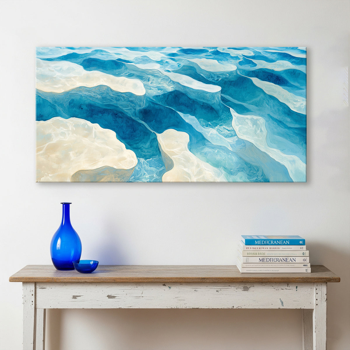 Aerial Ocean View Acrylic Painting Coastal Canvas Art