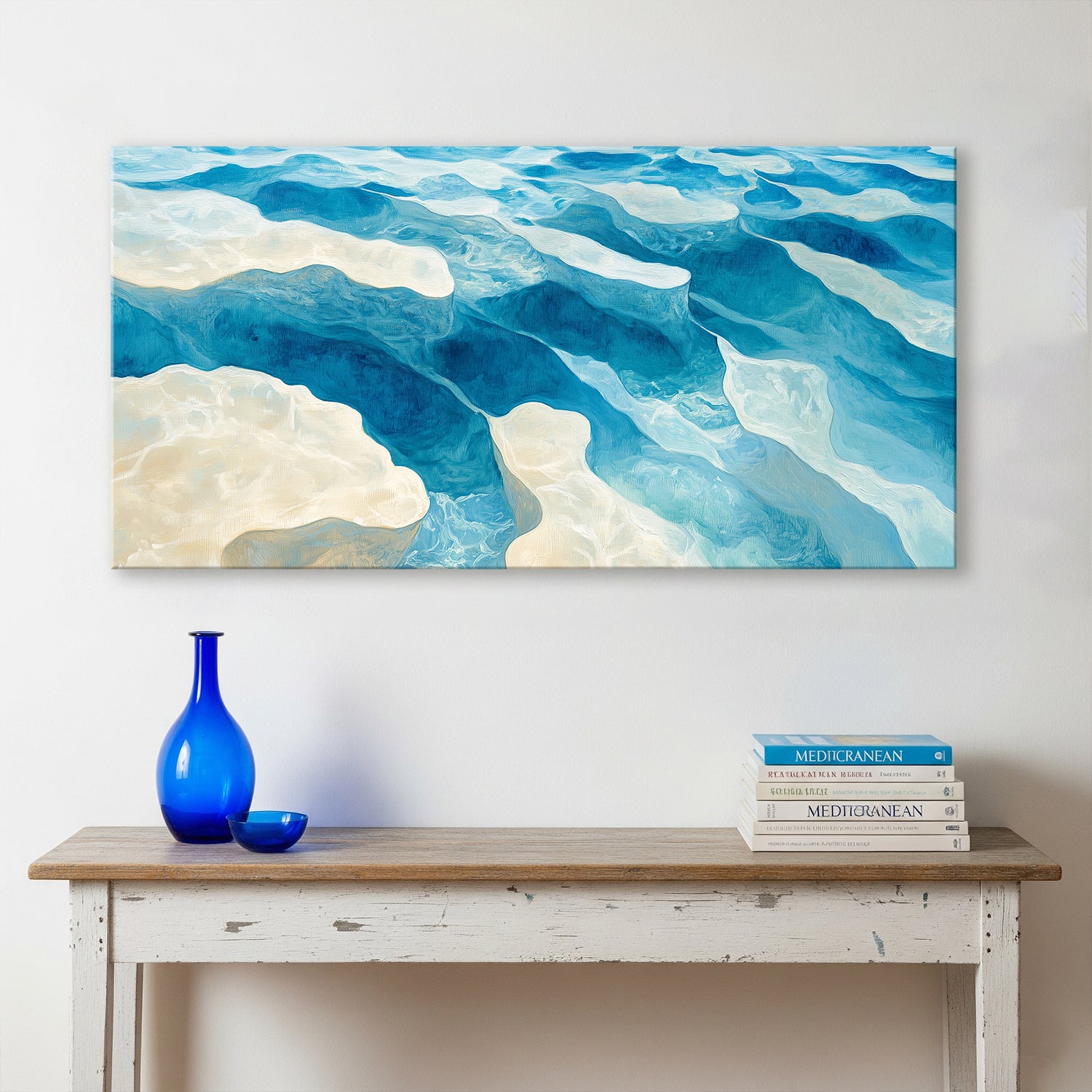 Aerial Ocean View Acrylic Painting Coastal Canvas Art