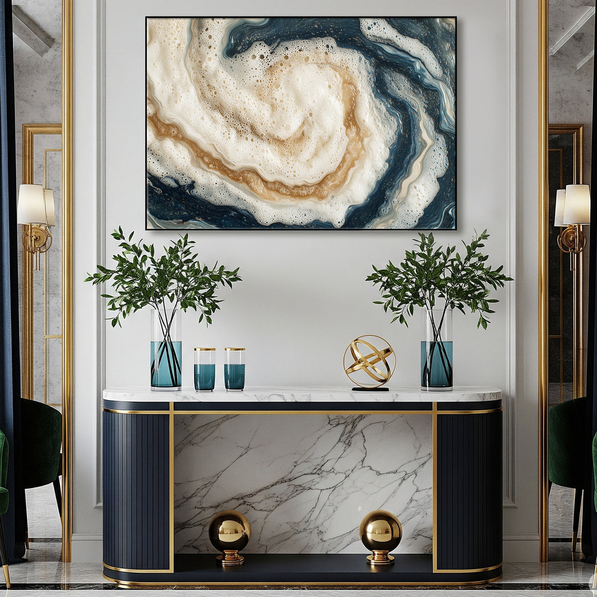 Abstract Seafoam Swirl Acrylic Canvas Wall Art Print