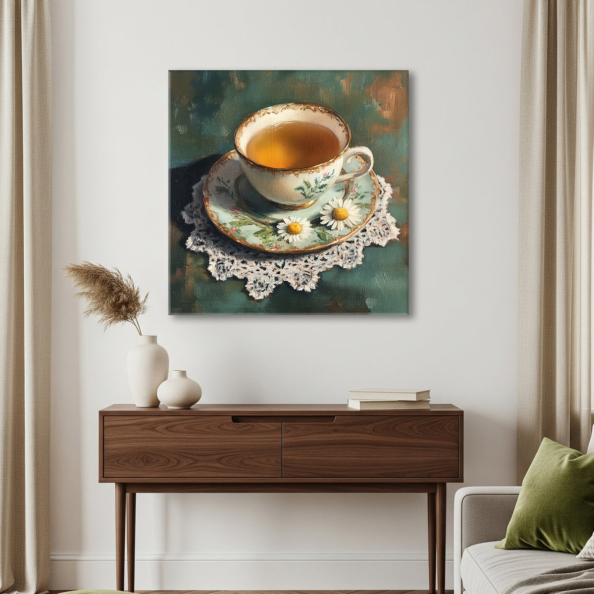 Delicate Teacup Oil Painting Fine Art Canvas Print