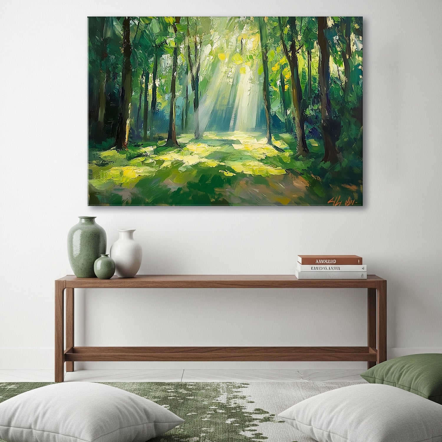 Lush Green Forest Fine Art Oil Canvas Wall Art