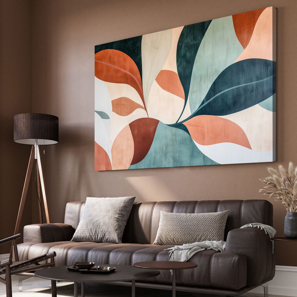 Abstract Terracotta Botanical Shapes Boho Canvas Wall Art
