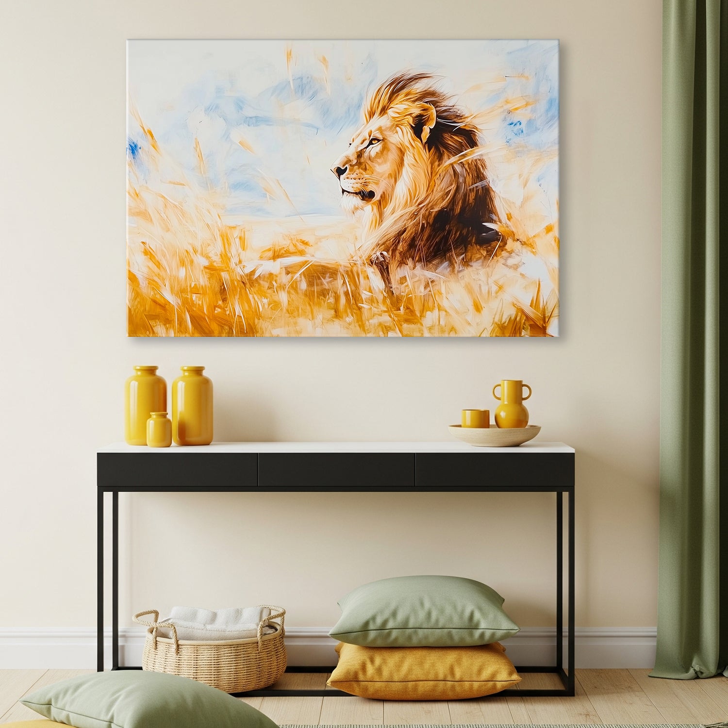 Majestic Lion Fine Art Oil Painting on Canvas