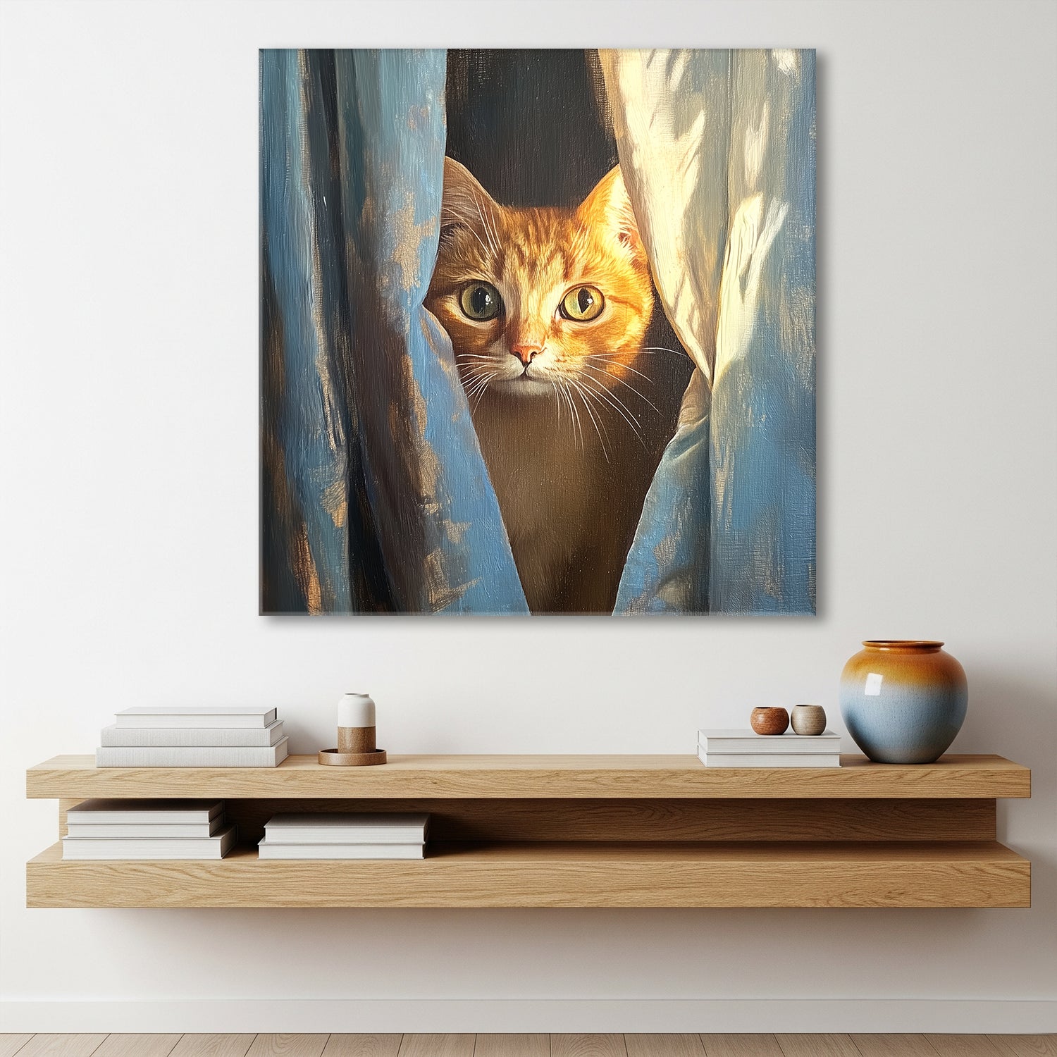 Cat at Window - Fine Art Oil Style Canvas Wall Art