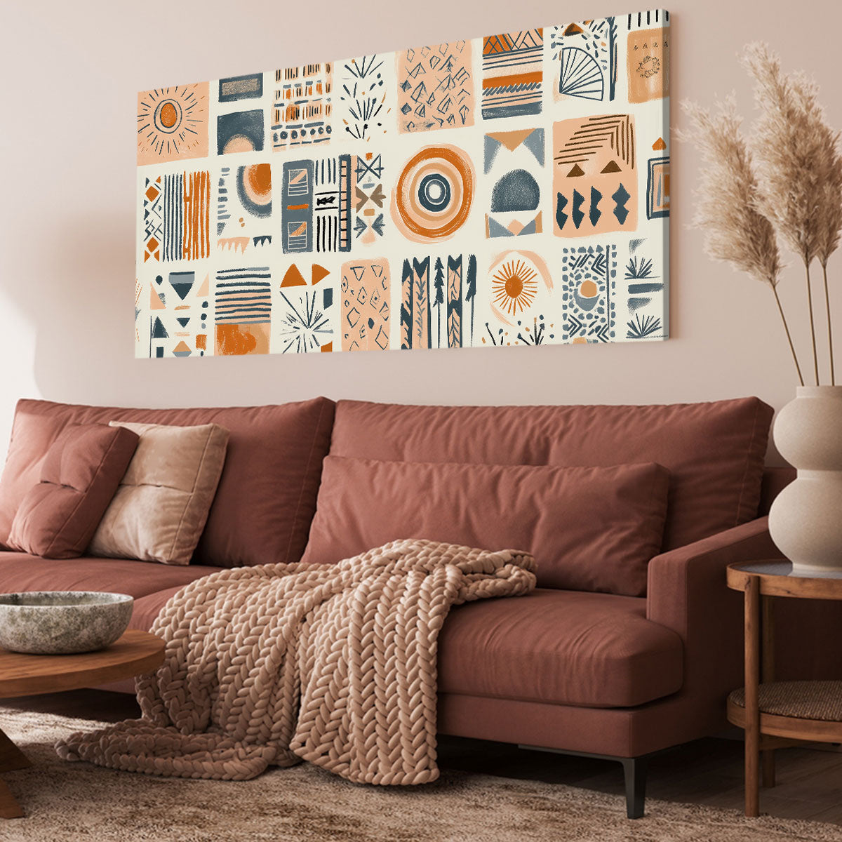 Chromatic Block Shapes Boho Wall Decor