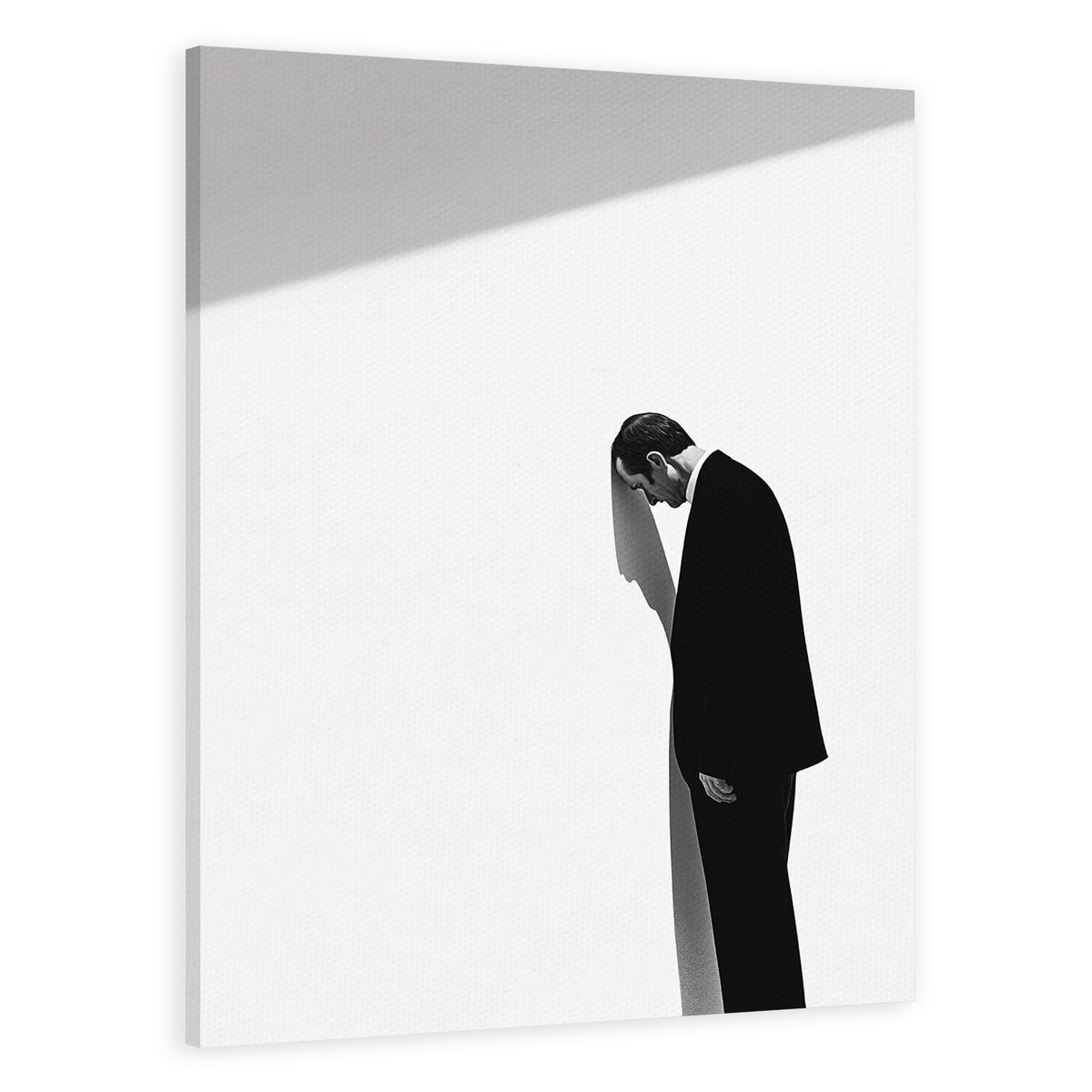 Sad Man Shadow Contemplative Black And White Wall Art