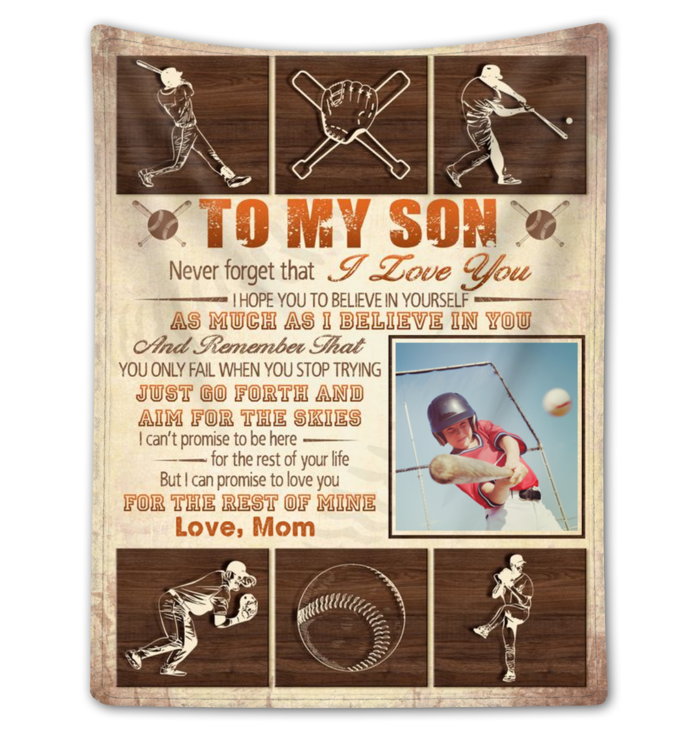 Custom To My Son Baseball Blanket Sentimental Gift For Son From Mother