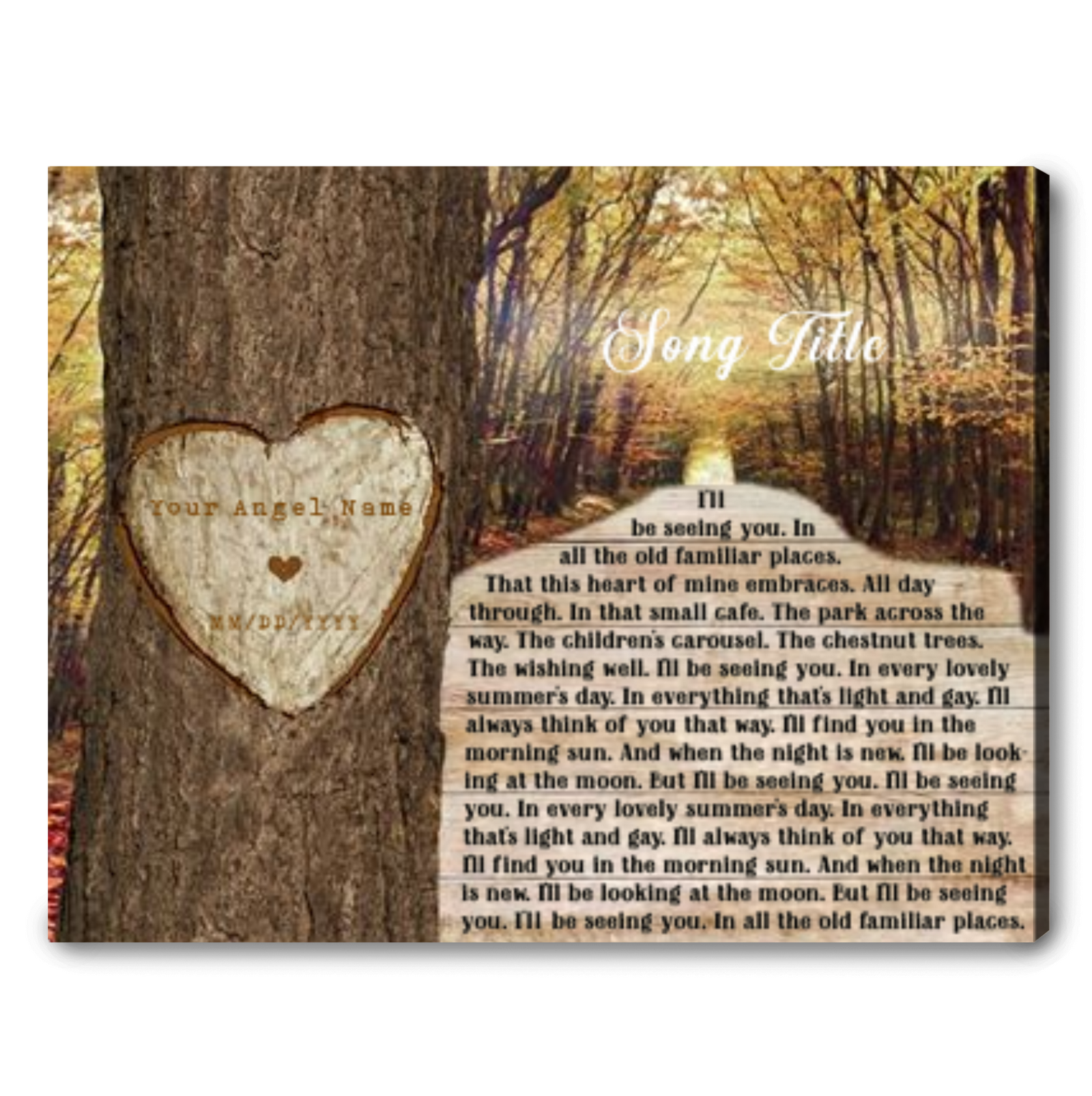 Custom Lyrics Wall Art Memorial Keepsake Funeral Gifts Song Lyric Memorial 