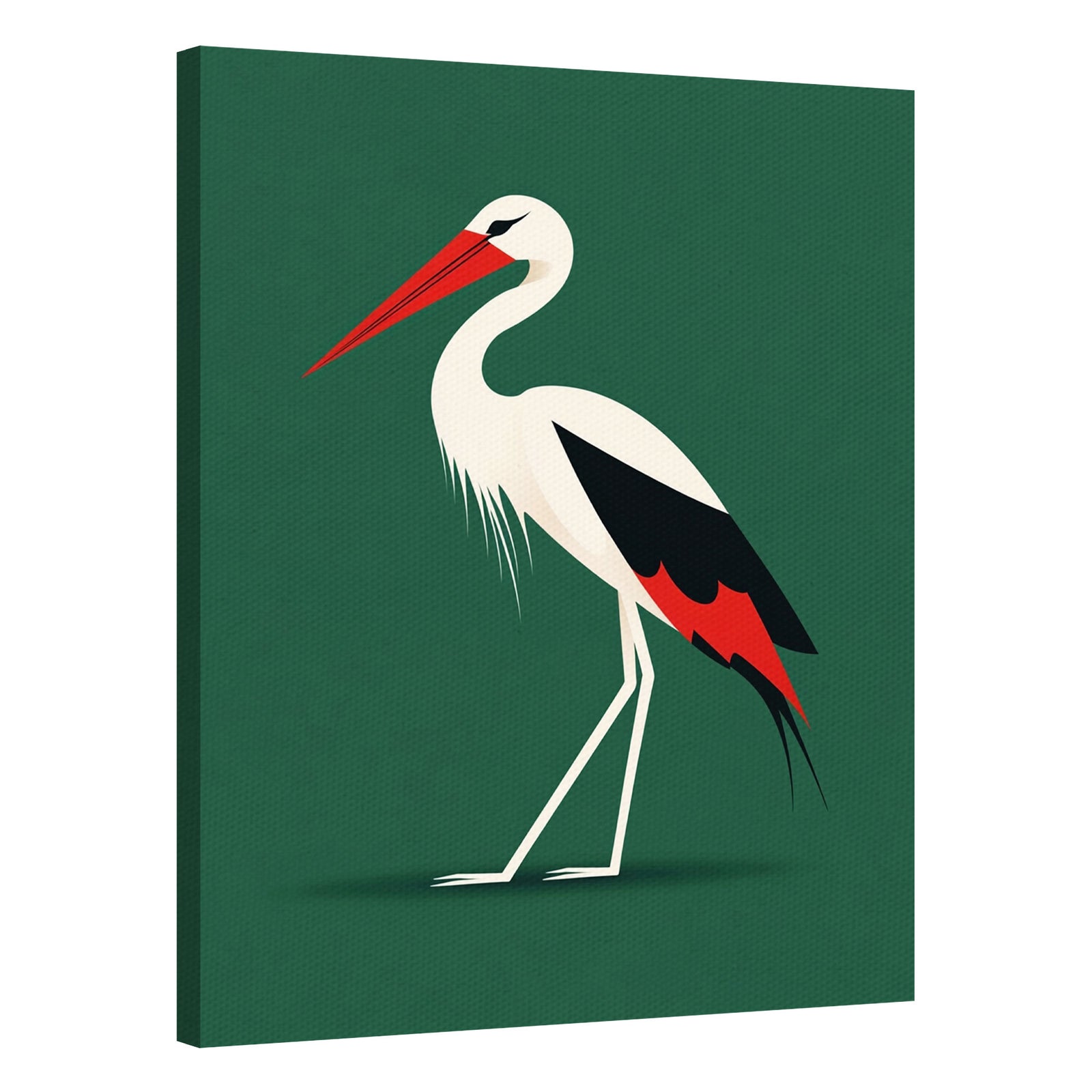 Minimalist Standing Stork Abstract Wall Art