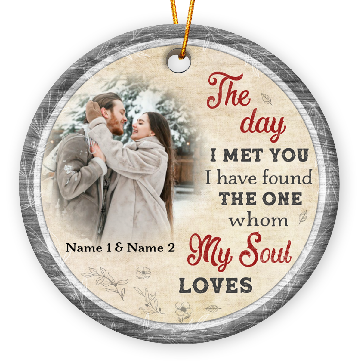 Romantic Gift For Him Her Custom Couple Photo Christmas Ornament