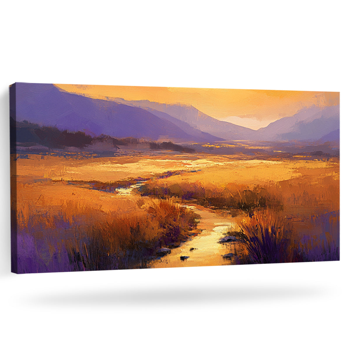 Golden Valley Vibrant Landscape Abstract Canvas Wall Art