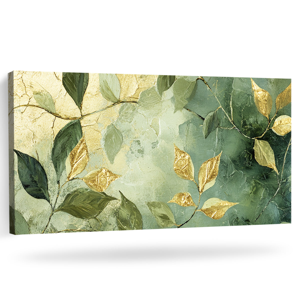 Golden Leaves Contemporary Abstract Canvas Wall Art