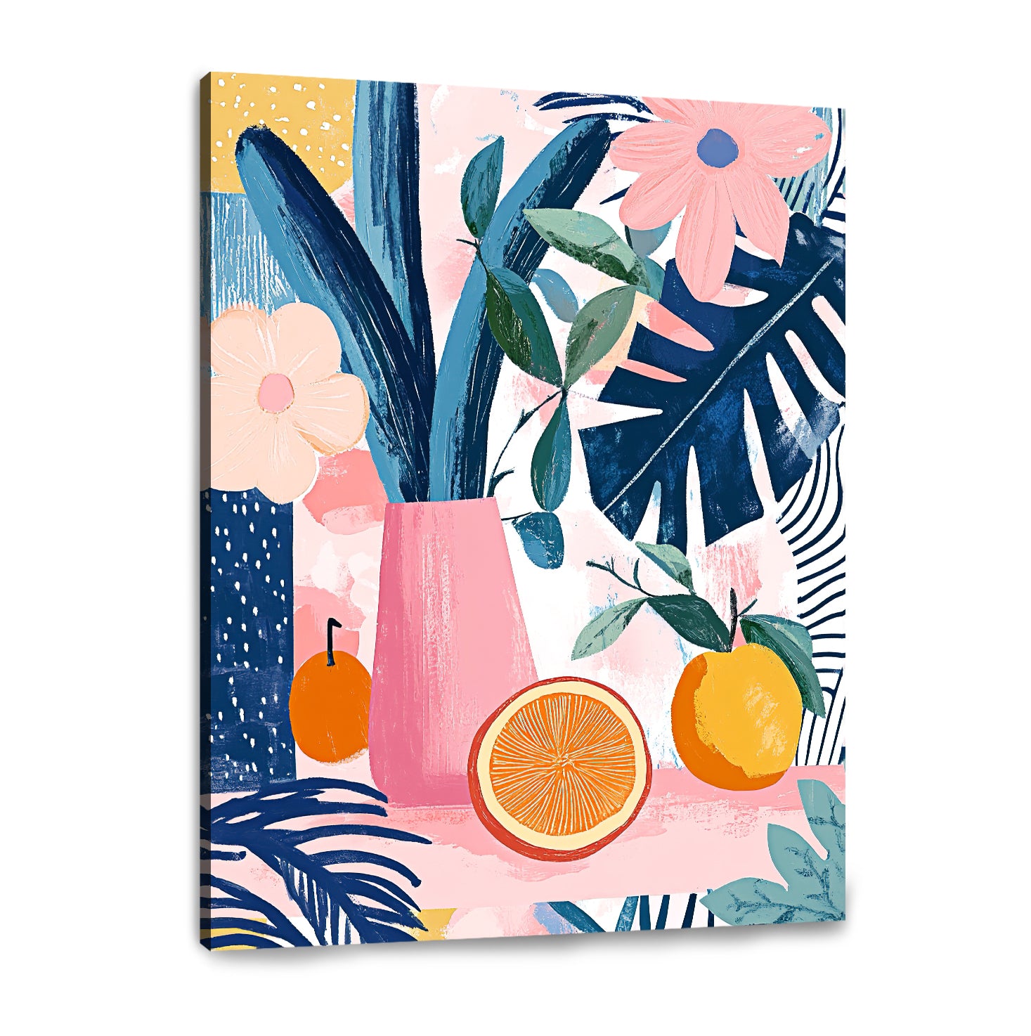 Vibrant Tropics Abstract Floral Canvas Print for Living Room