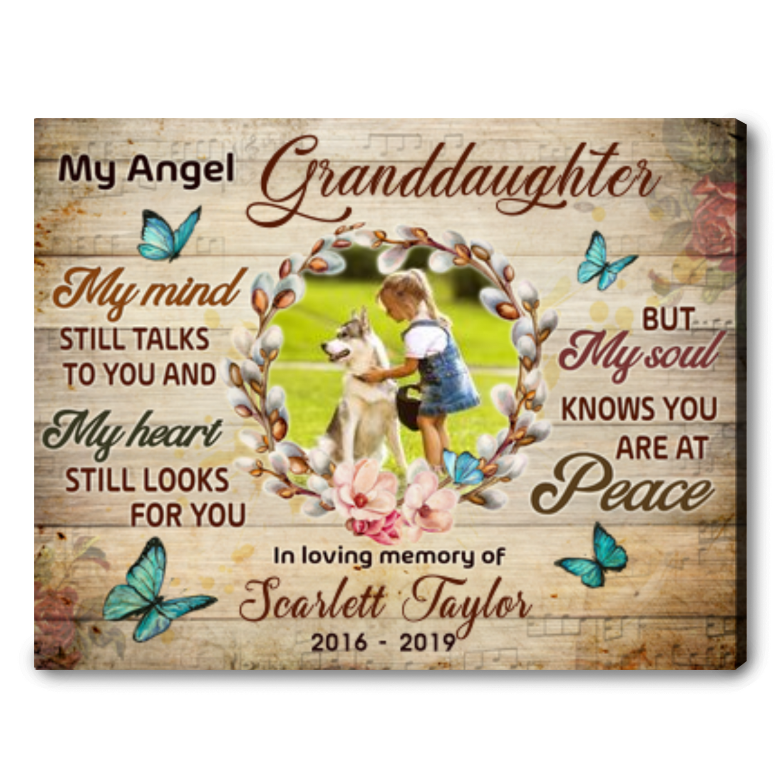 Remembrance Gifts For Loss Of Granddaughter Canvas Memorial Prints