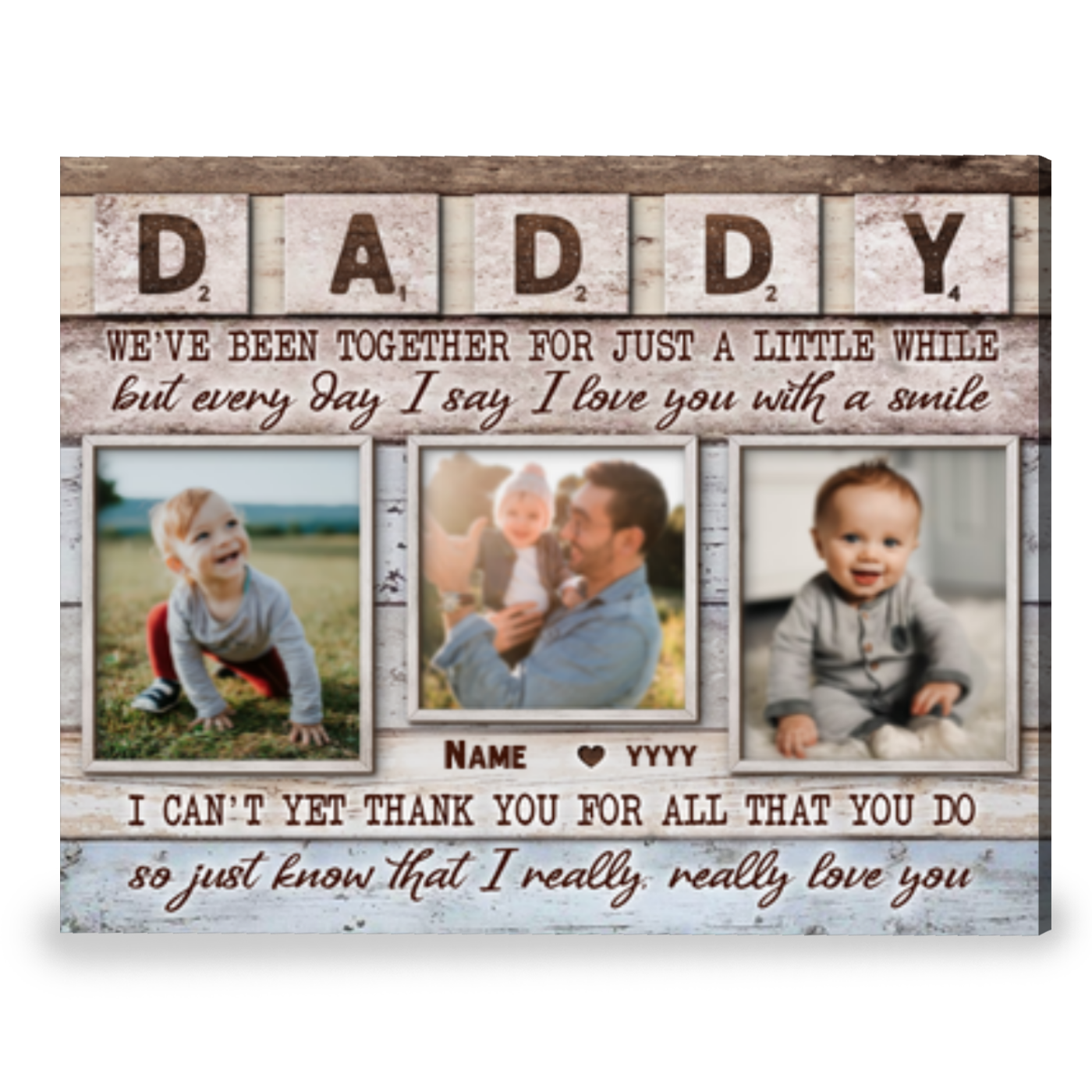 First Time Dad Gift Personalized Gift For New Dad Canvas Print