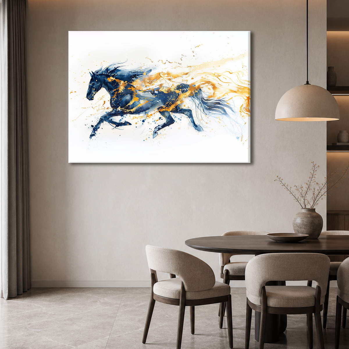 Abstract Running Horse Canvas Wall Art Modern Equestrian Decor Gift For Horse Lovers